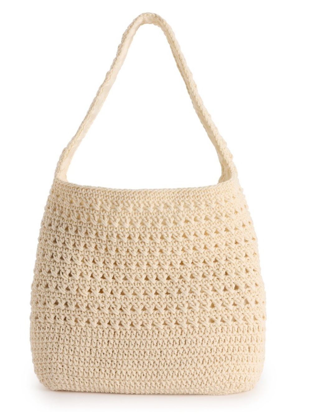 Crochet knit Tote Bag in Cream - Lightweight Shoulder Bag Bohemian Style